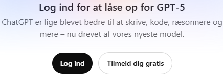 ChatGPT guide på dansk – login skærm ved chat.openai.com