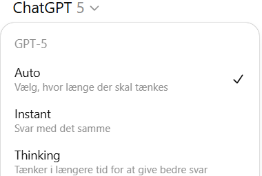 ChatGPT guide – vælg GPT-5 eller GPT-4o i modelvælgeren